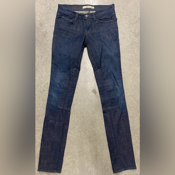 J BRAND SUZUKI MOTO Dark Blue Wash with Patches Skinny Jeans Size 25 - Picture 1 of 6